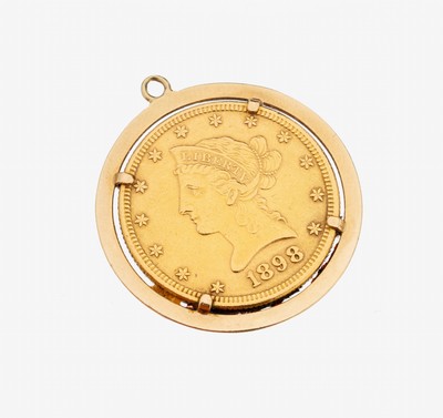 Image 26969979 - 14 kt Gold Münz-Anhänger, GG 585/000 gepr.,lose gefasste Goldmünze, 10 ...