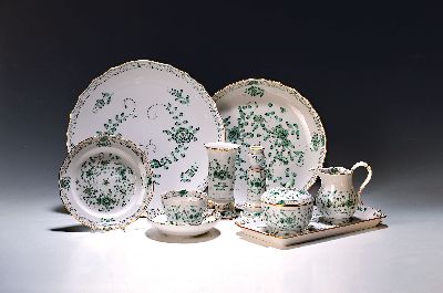 Image 26969982 - Kaffeeservice, Meissen, reiche, indische Malerei grün, Goldpunkte, Goldrand, 6 ...