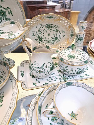26969982b - Kaffeeservice, Meissen, reiche, indische Malerei grün, Goldpunkte, Goldrand, 6 ...