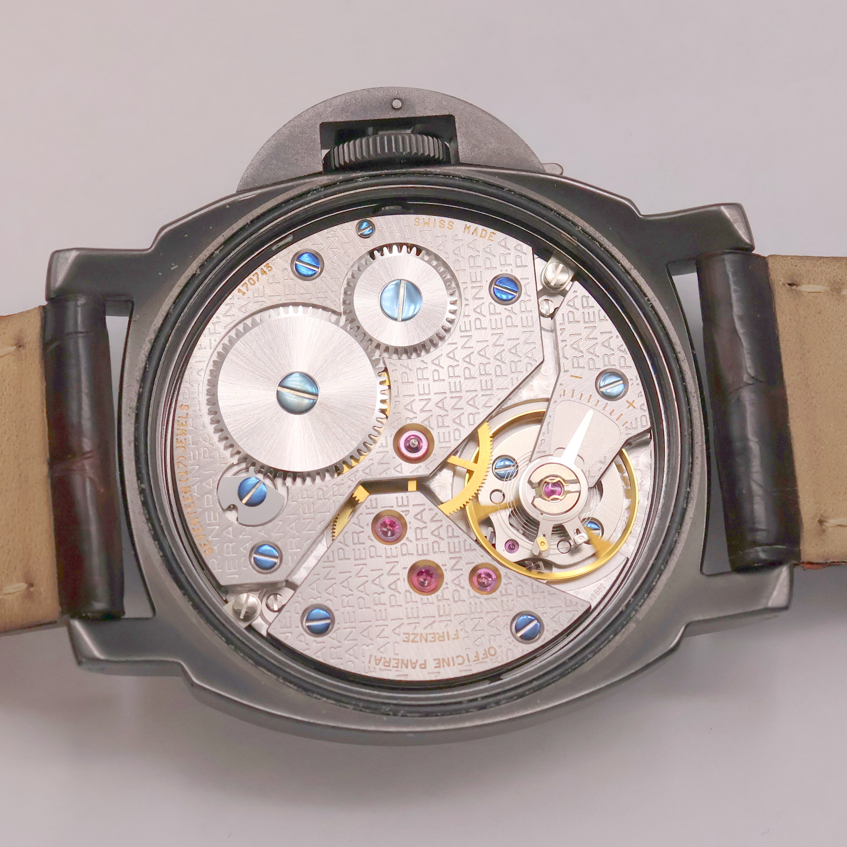 Detail g: PANERAI auf 1.500 Stück limitierte Herrenarmbanduhr Luminor Marina aus der Serie A Referenz PAM00004, Handaufzug, PVD-beschichtetes Edelstahlgeh. ...