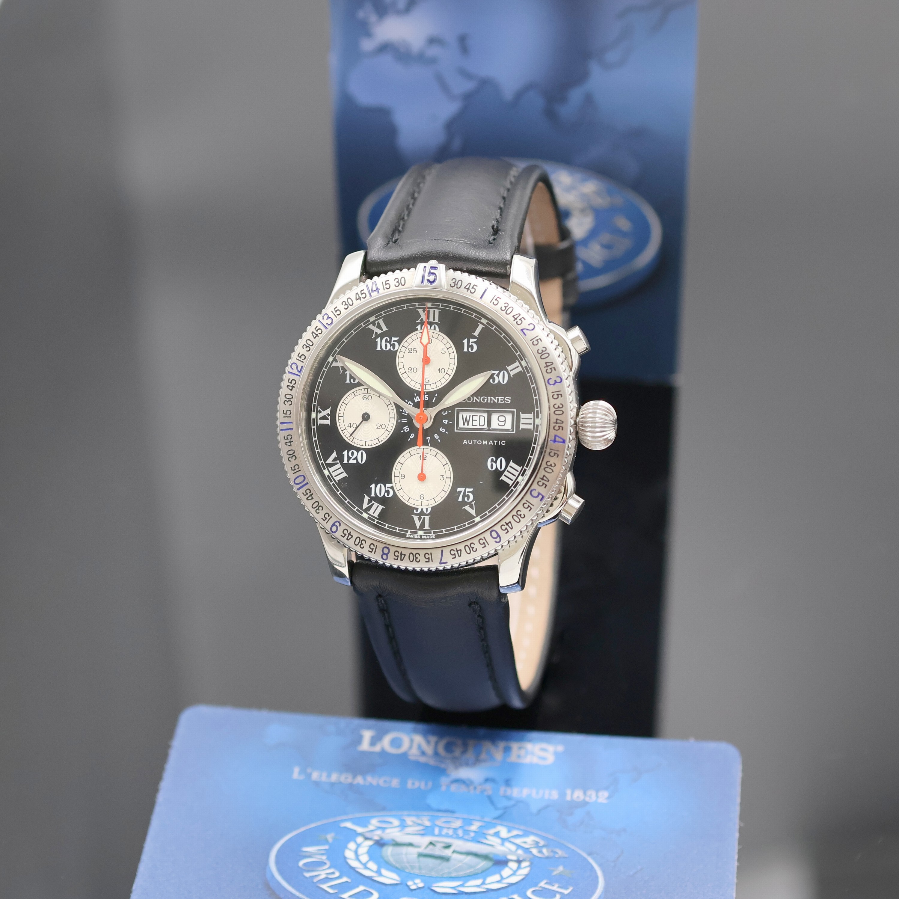 LONGINES Armbandchronograph Special Series designed by Charles A. Lindbergh Referenz L2.618.4, Automatik, beids. vergl. Edelstahlgeh. inkl. orig. ...