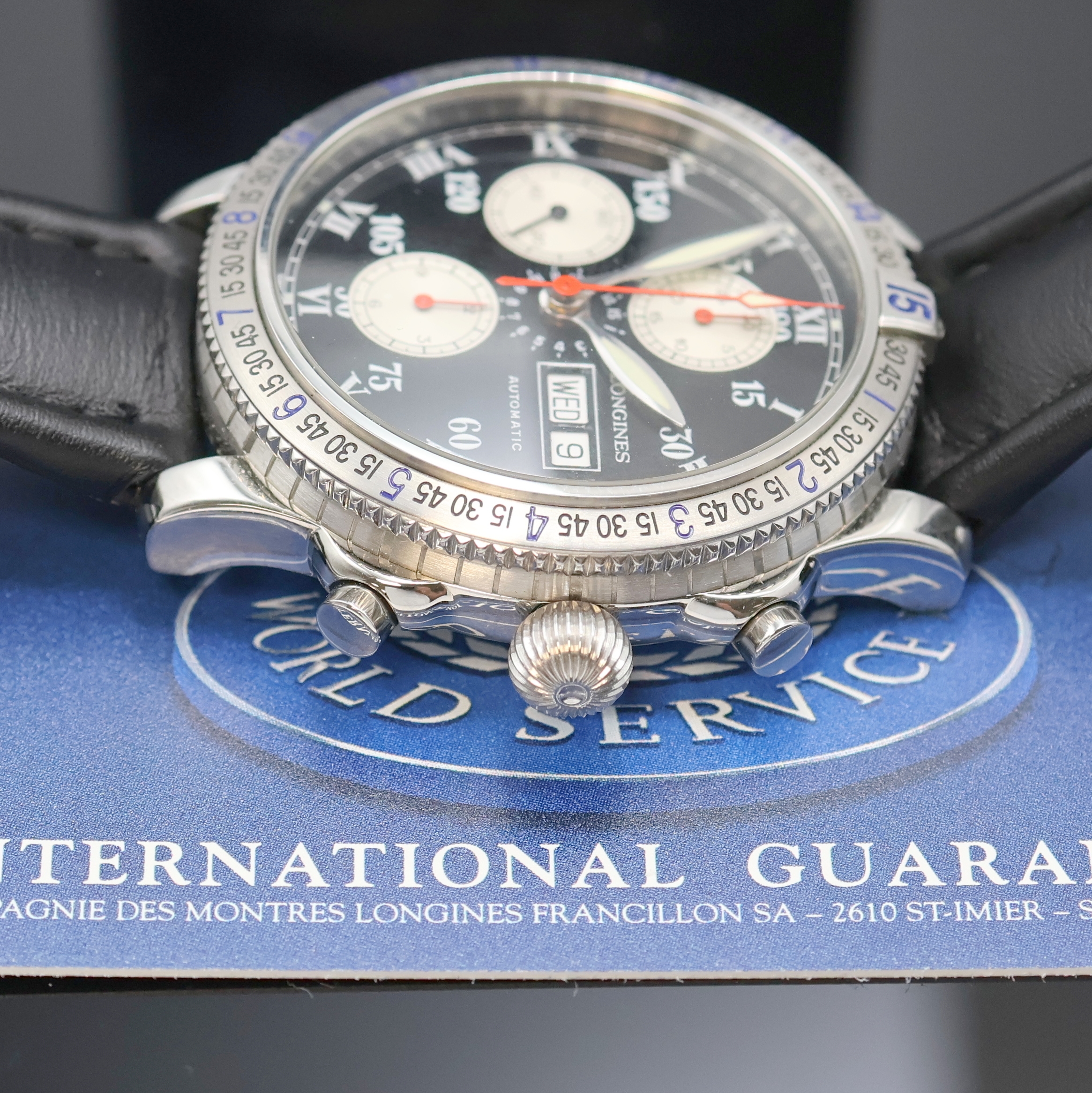 Detail d: LONGINES Armbandchronograph Special Series designed by Charles A. Lindbergh Referenz L2.618.4, Automatik, beids. vergl. Edelstahlgeh. inkl. orig. ...