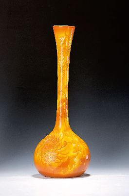 Image Große Langhalsvase, Emile Gallé, um 1900, farbloses Glas, innen ...