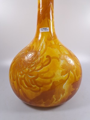 26970005c - Große Langhalsvase, Emile Gallé, um 1900, farbloses Glas, innen ...