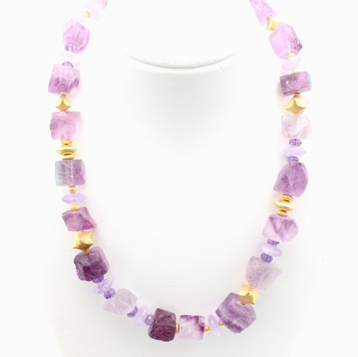 Image Kette mit Amethysten und Zwischenteilen, Schließe u. Zwischenteile 925er Silber ...