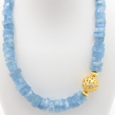 Image Kette mit Aquamarinen, Schließe u. Zwischen-teile 925er Silber verg. u. ...