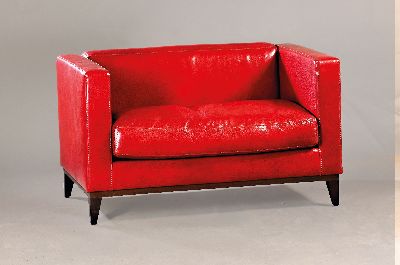 Image 26970042 - Stanhope Sofa, Hersteller Lambert, bordeauxrot rotes Lackleder, Gestell mit ...