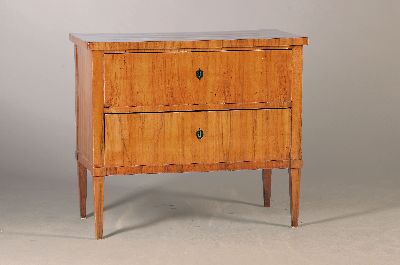 Image 26970045 - Biedermeier Kommode, um 1820, Nußbaumfurnier, 2 Schubladen, auf spitzen Beinen, ...