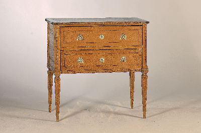 Image 26970046 - Louis-Seize Kommode, um 1780, Eiche massiv, 2 Schubladen, auf kannelierten spitzen ...