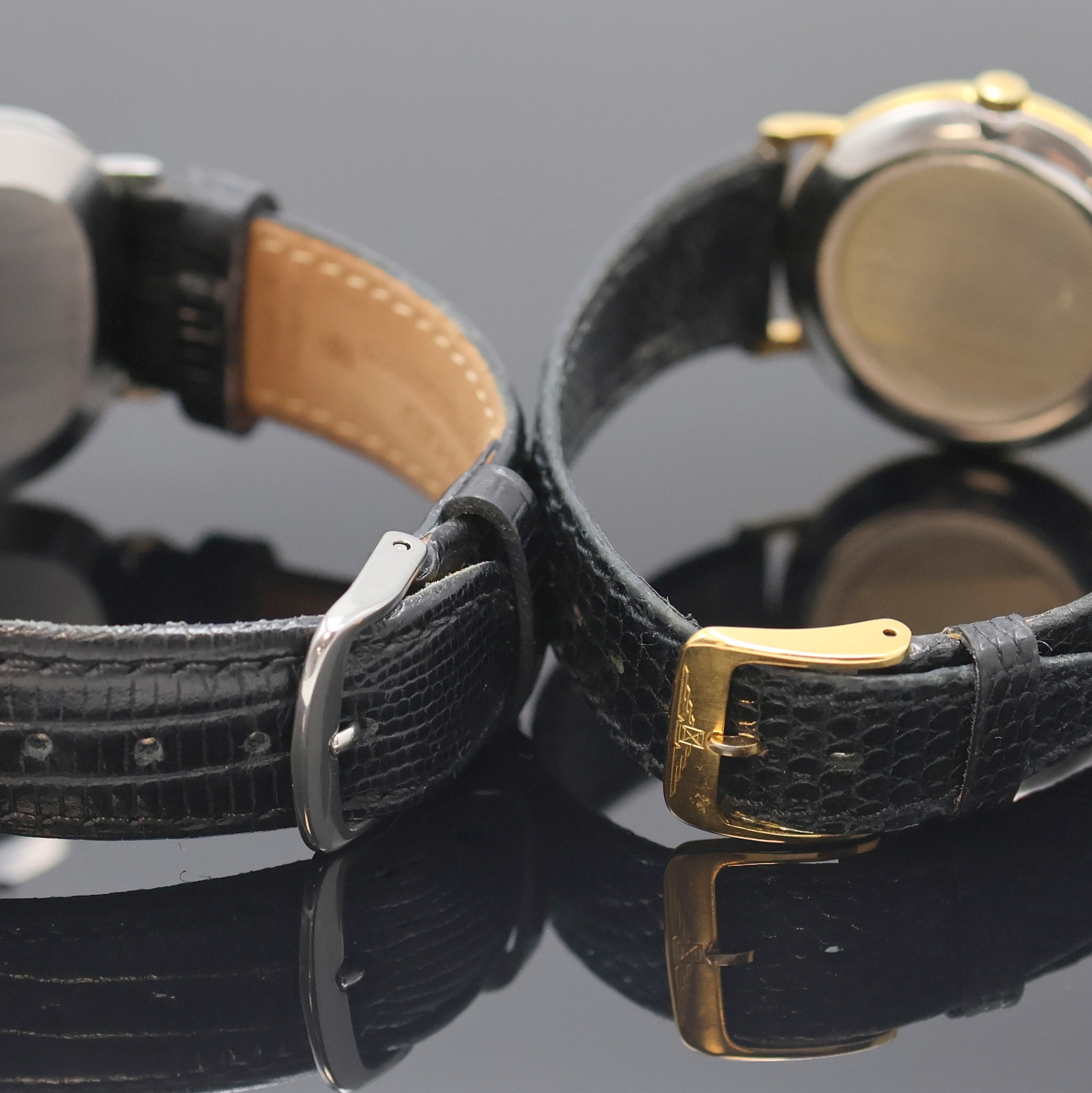 Detail c: LONGINES 2 Armbanduhren in Stahl /vergoldet, Schweiz um 1980/1990, Automatik/Handaufzug, 2-teil. Geh., Stahlböden aufgedr., 1) Automatik, ovales ...
