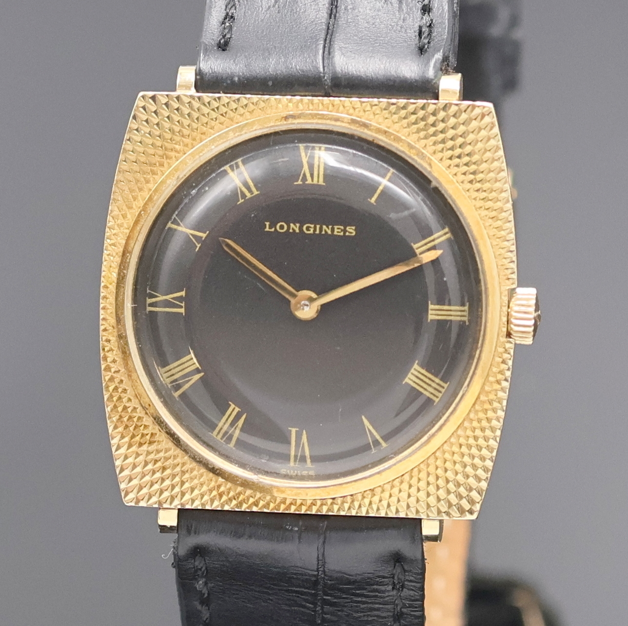 Detail a: LONGINES Armbanduhr in GG 585/000 für den amerikanischen Markt, Schweiz/USA um 1970, Handaufzug, 2-teil. Geh., guill. Front, Boden aufgedr., ...