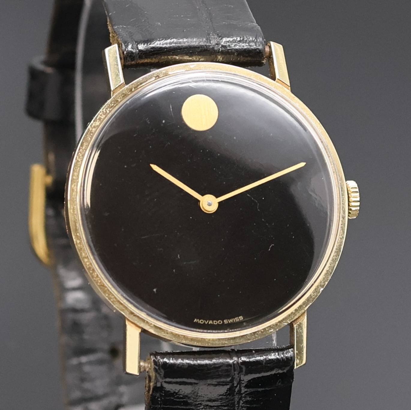 Detail a: MOVADO frühe Museumswatch Armbanduhr für den amerikanischen Markt in GG 585/000, Schweiz/USA um 1965, Handaufzug, 2-teil. Geh., Boden aufgedr., ...