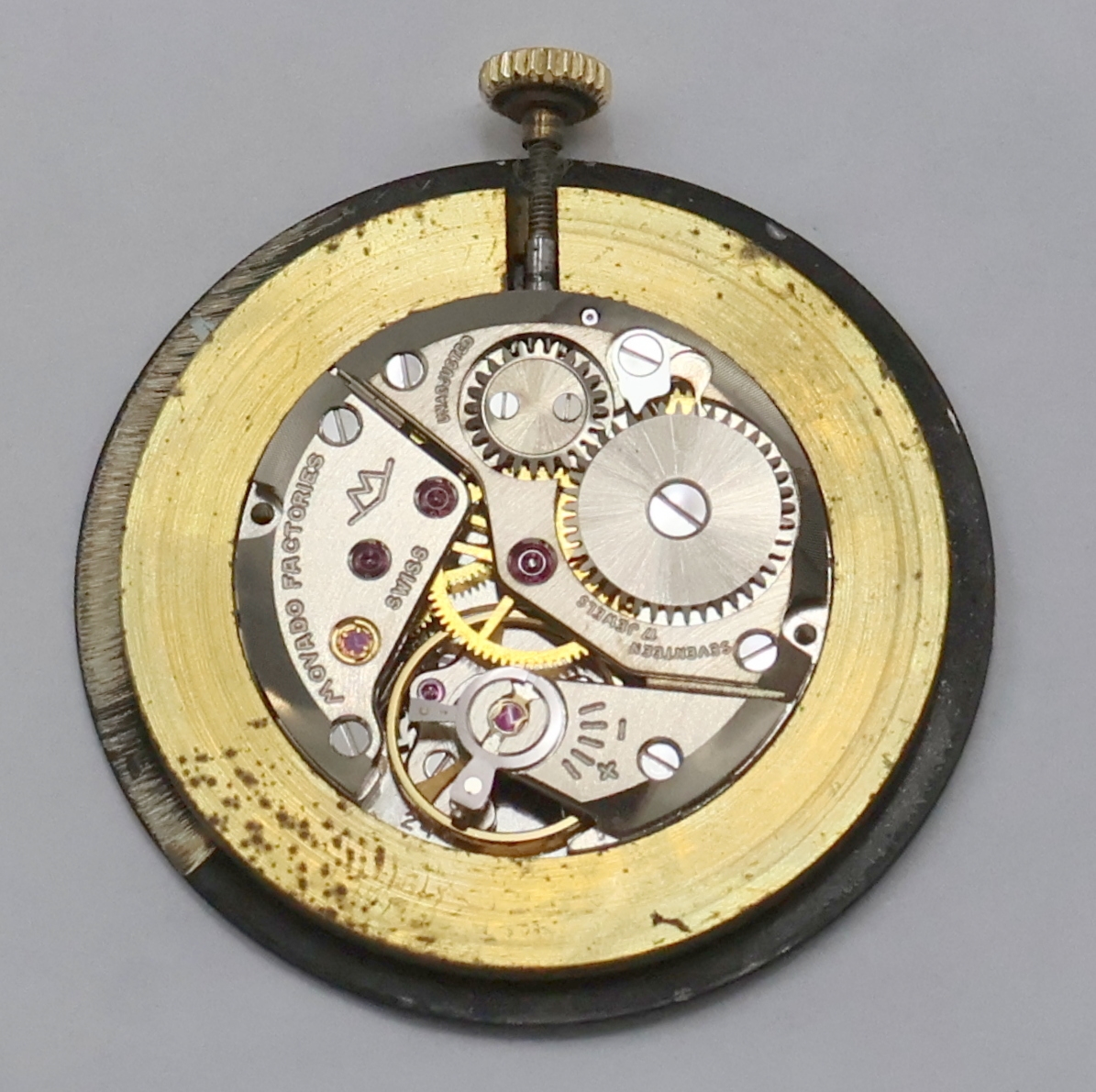 Detail f: MOVADO frühe Museumswatch Armbanduhr für den amerikanischen Markt in GG 585/000, Schweiz/USA um 1965, Handaufzug, 2-teil. Geh., Boden aufgedr., ...