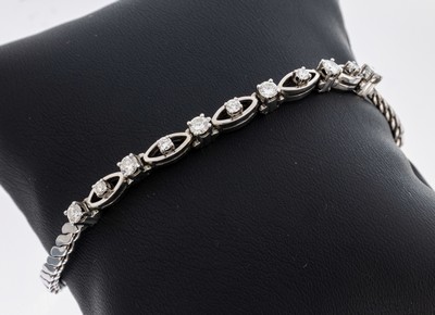 Image 26970892 - 14 kt Gold Brillant-Armband, WG 585/000, 11Brillanten zus. ca. 0.80 ct Weiß/si, ...