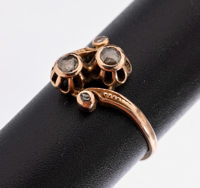 Image 26970897 - 14 kt Gold Diamant-Ring, um 1880-90, GG 585/000 gepr., feine zarte Verarbeitung, 4 ...