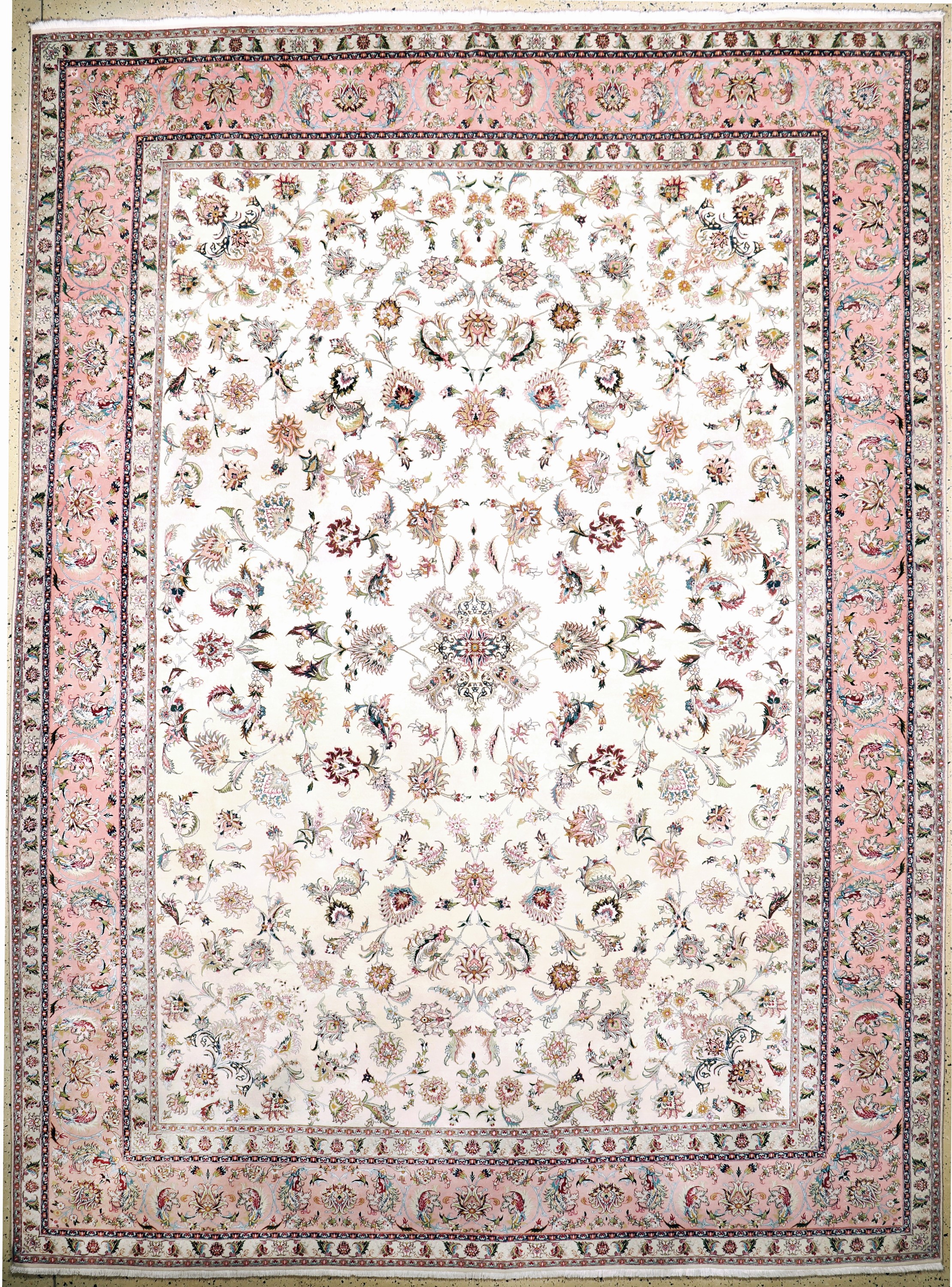 Täbriz fein(50 Raj), Persien, Ende 20.Jhd, Korkwolle mit Seide, ca. 400 x 300 cm, ca. 500.000 Kn/qm, EHZ: 1-2