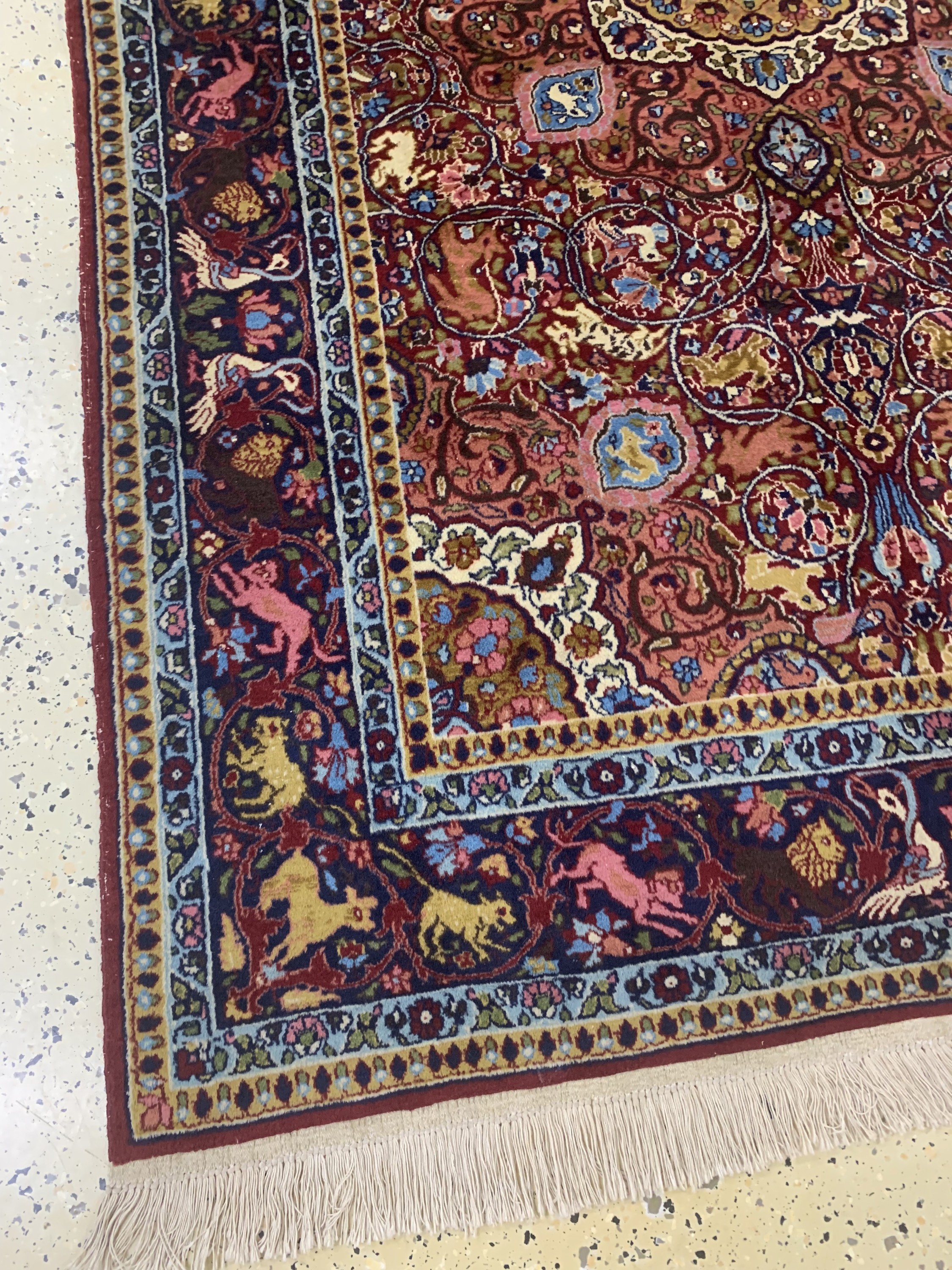 Detail b: Lahor fein, Pakistan, Mitte 20.Jhd, Wolle auf Baumwolle, ca. 210 x 142 cm, EHZ: 2