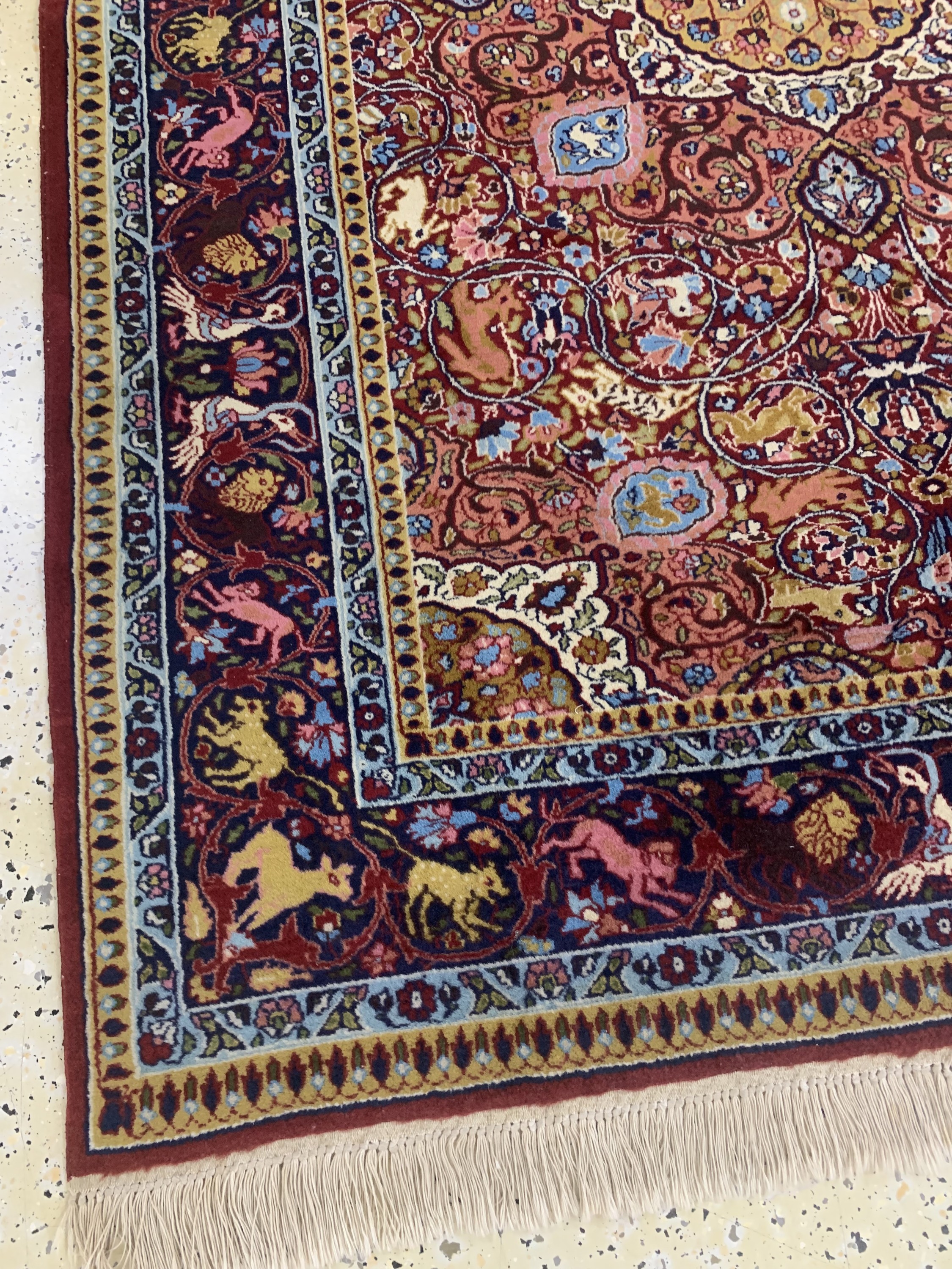 Detail e: Lahor fein, Pakistan, Mitte 20.Jhd, Wolle auf Baumwolle, ca. 210 x 142 cm, EHZ: 2