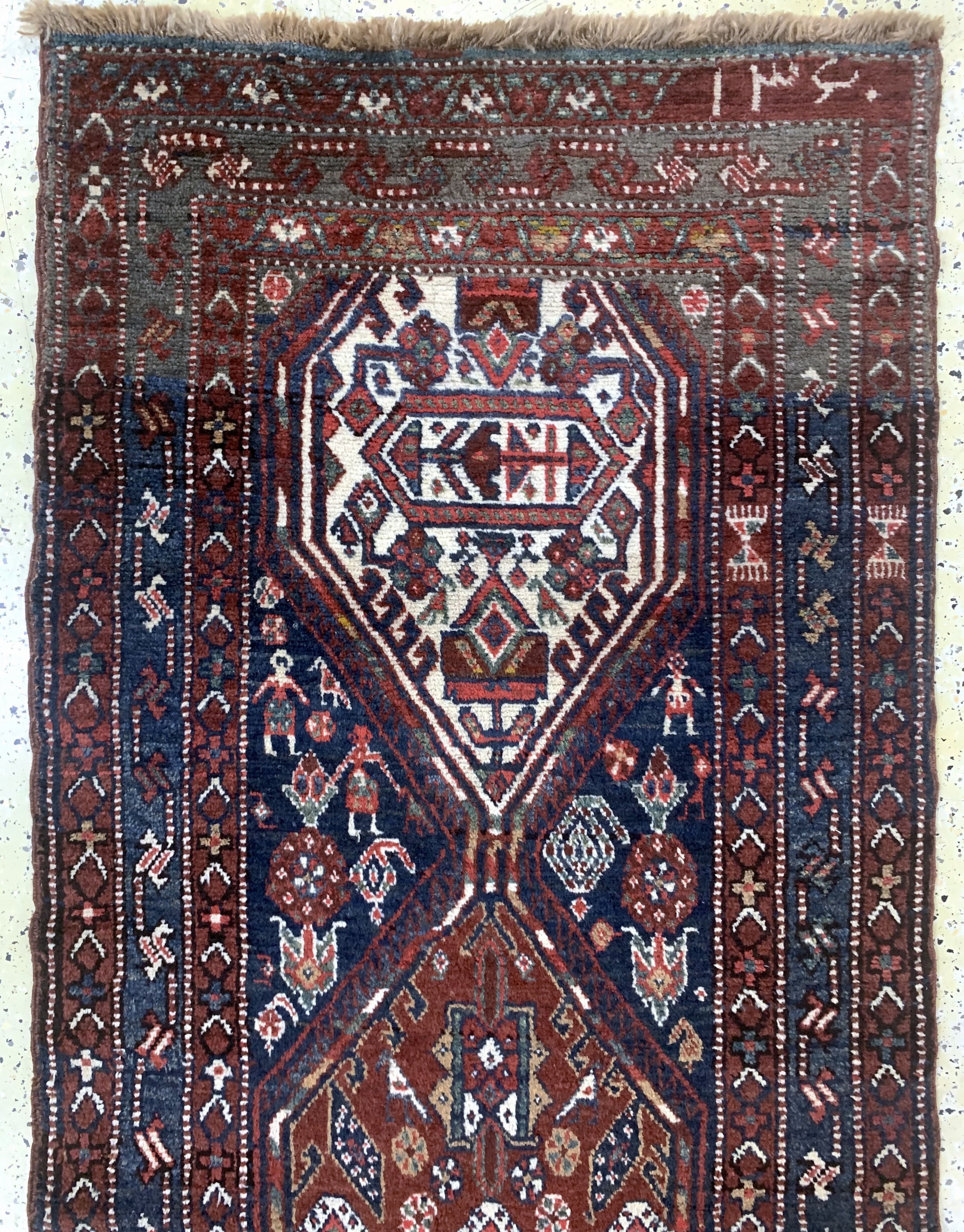 Detail a: Kurdischer"Dorfteppich", Türkei, datiert 1360(1940), Wolle auf Wolle, ca. 400 x 106 cm,EHZ: 2