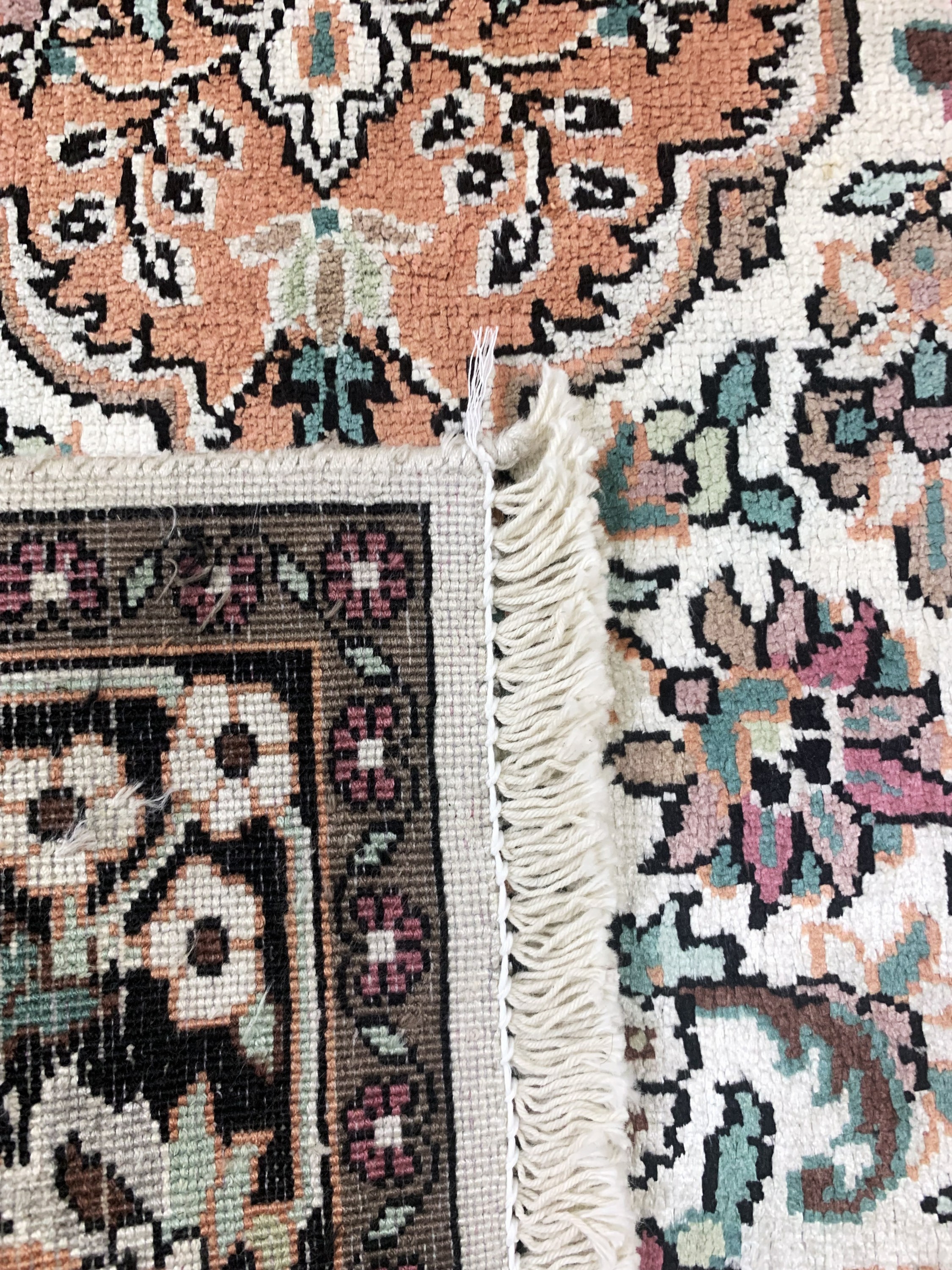 Detail e: Kaschmir Seide, Indien, Ende 20.Jhd, merzerisierte Baumwolle, ca. 310 x 77 cm, EHZ:1-2