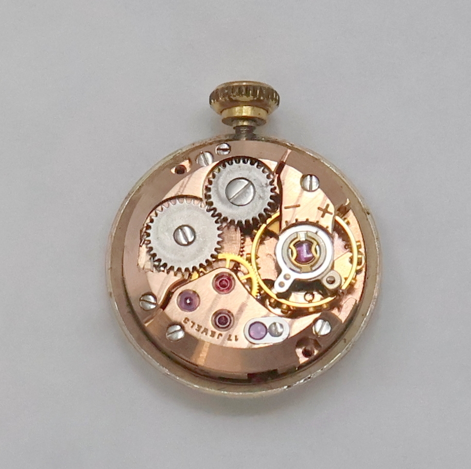 Detail f: ZentRa Damenarmbanduhr in GG 585/000, Schweiz um 1965, Handaufzug, 2-teil. Geh. m. orig. Milanaiseband u. orig. Klappschl. in GG 585/000, Boden ...