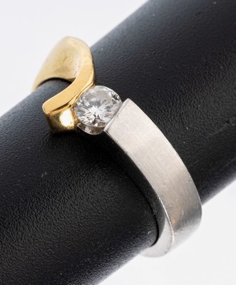 Image 26970902 - 18 kt Gold und Platin Brillant-Ring, GG 750/000, PT 950/000, 1 Brillant ca. 0.25 ct ...