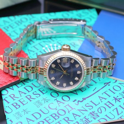 26970903c - ROLEX Datejust Referenz 69173 Damenarmbanduhr in Stahl/Gold mit Box und LC 100-Papier, ...