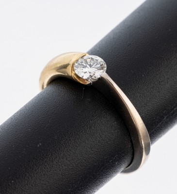 Image 26970909 - 14 kt Gold Brillant-Ring, GG/WG 585/000, 1 Brillant ca. 0.35 ct feines Weiß/vs, ...