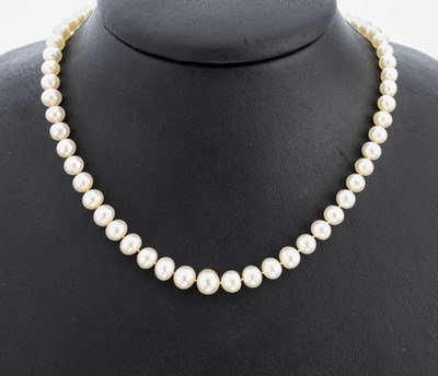 Image 26970986 - Zuchtperl-Collier mit 14 kt Gold Diamant -Schmuckschließe, um 1920-30, WG 585/000 ...