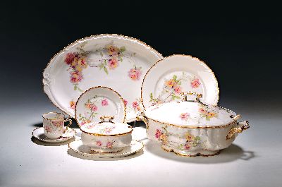 Image Service, Haviland & Co, Limoges, 20. Jh., Blumendekor, 9 Tassen mit UT, 18 ...