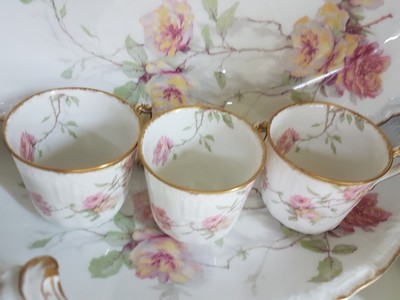 26970992i - Service, Haviland & Co, Limoges, 20. Jh., Blumendekor, 9 Tassen mit UT, 18 ...