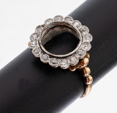 Image 14 kt gold ring-torso approx. 1890s, YG 585/000 and Platinum, tested, middlestone ...