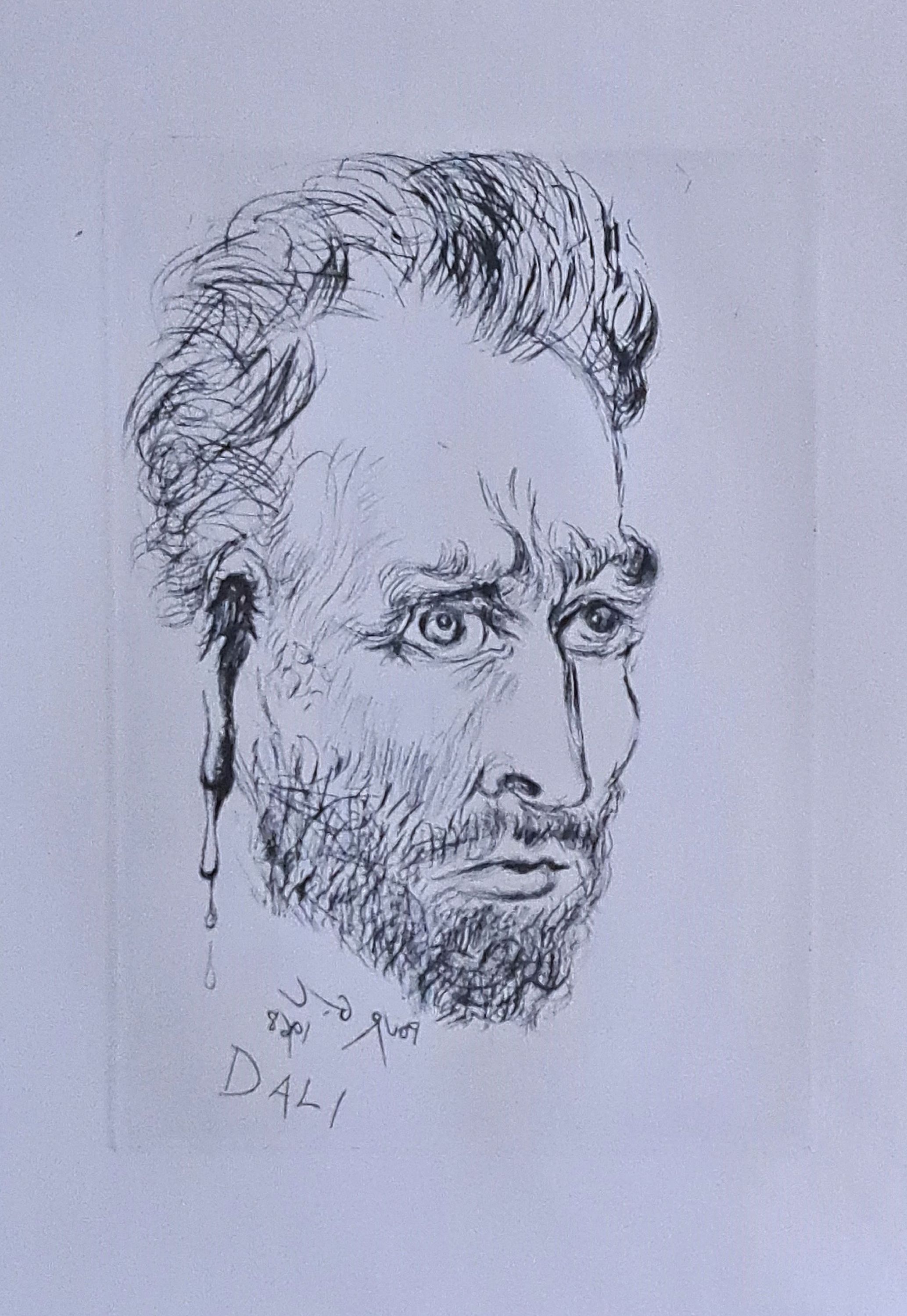 Detail d: Salvador Dali (1904-1989), 3 Radierungen ausder Serie "Quinze gravures" von 1968. Leonardoda Vinci, Van Gogh und Rembrandt, unsigniert, ...