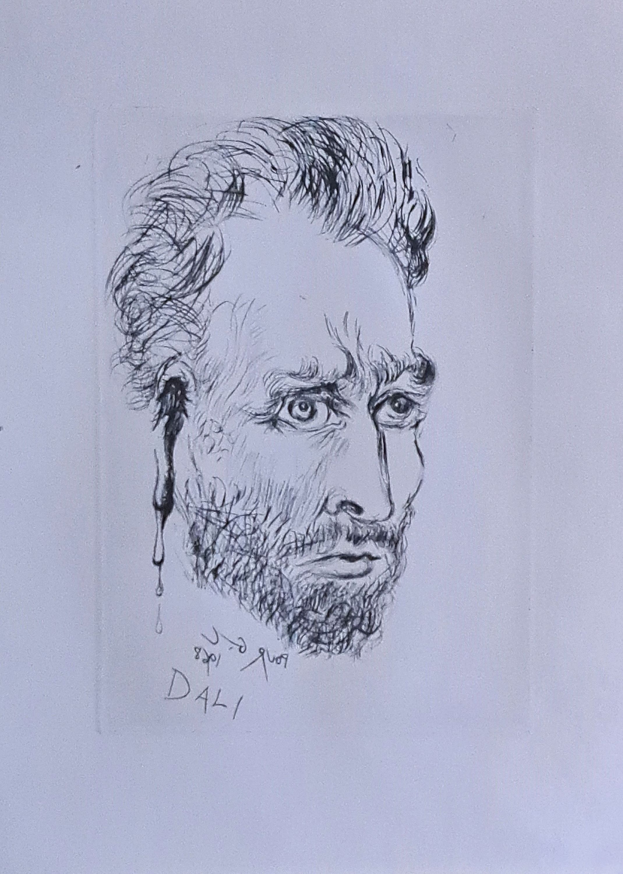 Detail o: Salvador Dali (1904-1989), 3 Radierungen ausder Serie "Quinze gravures" von 1968. Leonardoda Vinci, Van Gogh und Rembrandt, unsigniert, ...