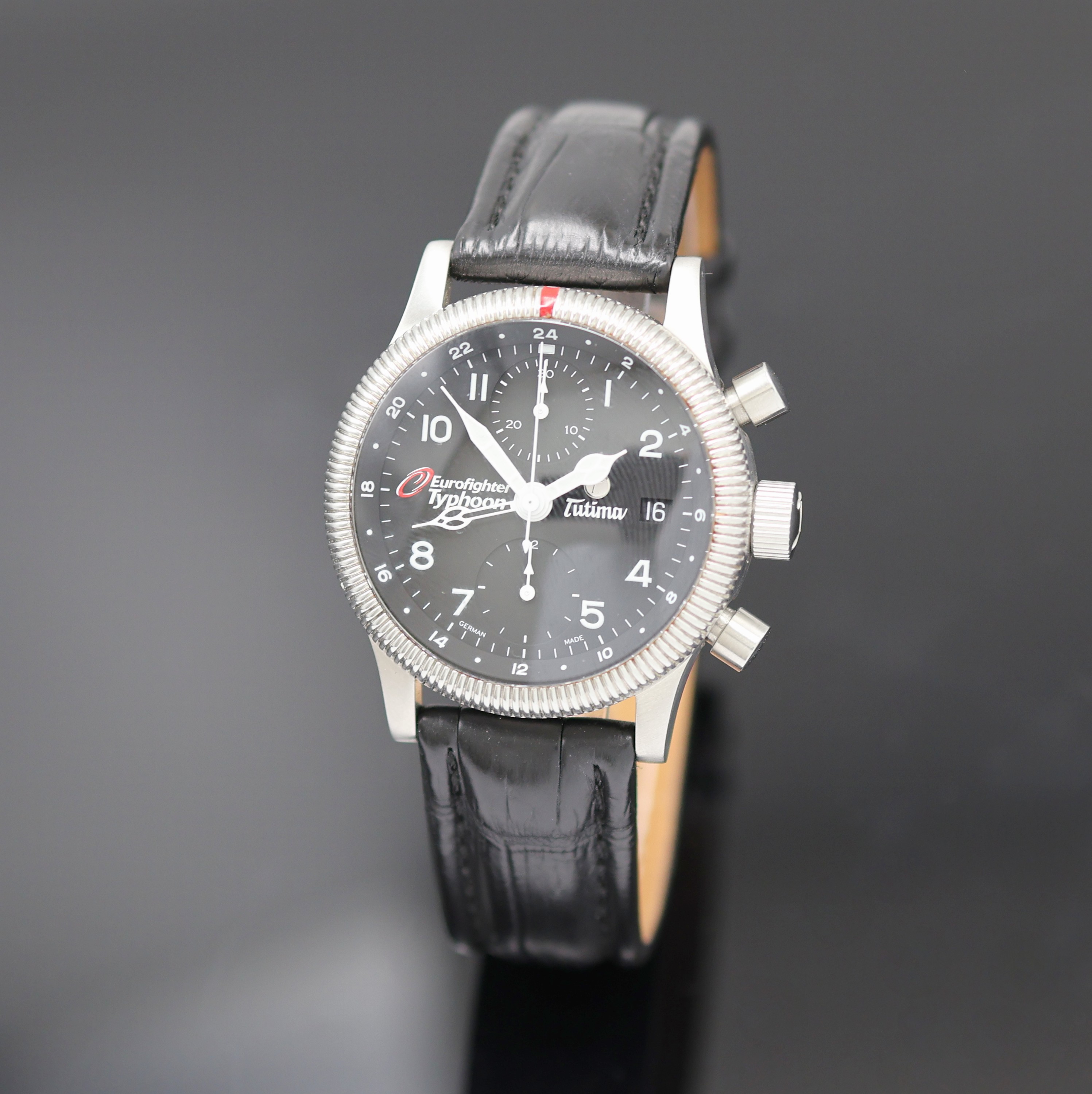 TUTIMA auf 2000 Stück limitierter Fliegerchronograph F2 UTC "Eurofighter Typhoon" Referenz 780-59, Deutschland verk. 03/2008 lt. beil. ...