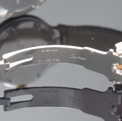 26971017c - CARTIER Linie 21 Armbanduhr Referenz 1340, quarz, Edelstahlgeh. inkl. orig. Lederband m. ...