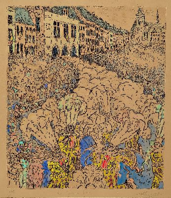 Image 26971860 - Fernand Verhaegen, 1883-1975, belgisch, Radierung "La journee folle", Ed. ...