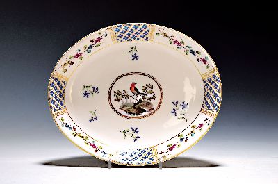 Image 26972151 - Ovale Platte, Frankenthal, 1786, CT-Marke, Porzellan, mittig im Oval: Vogeldarstellung ...