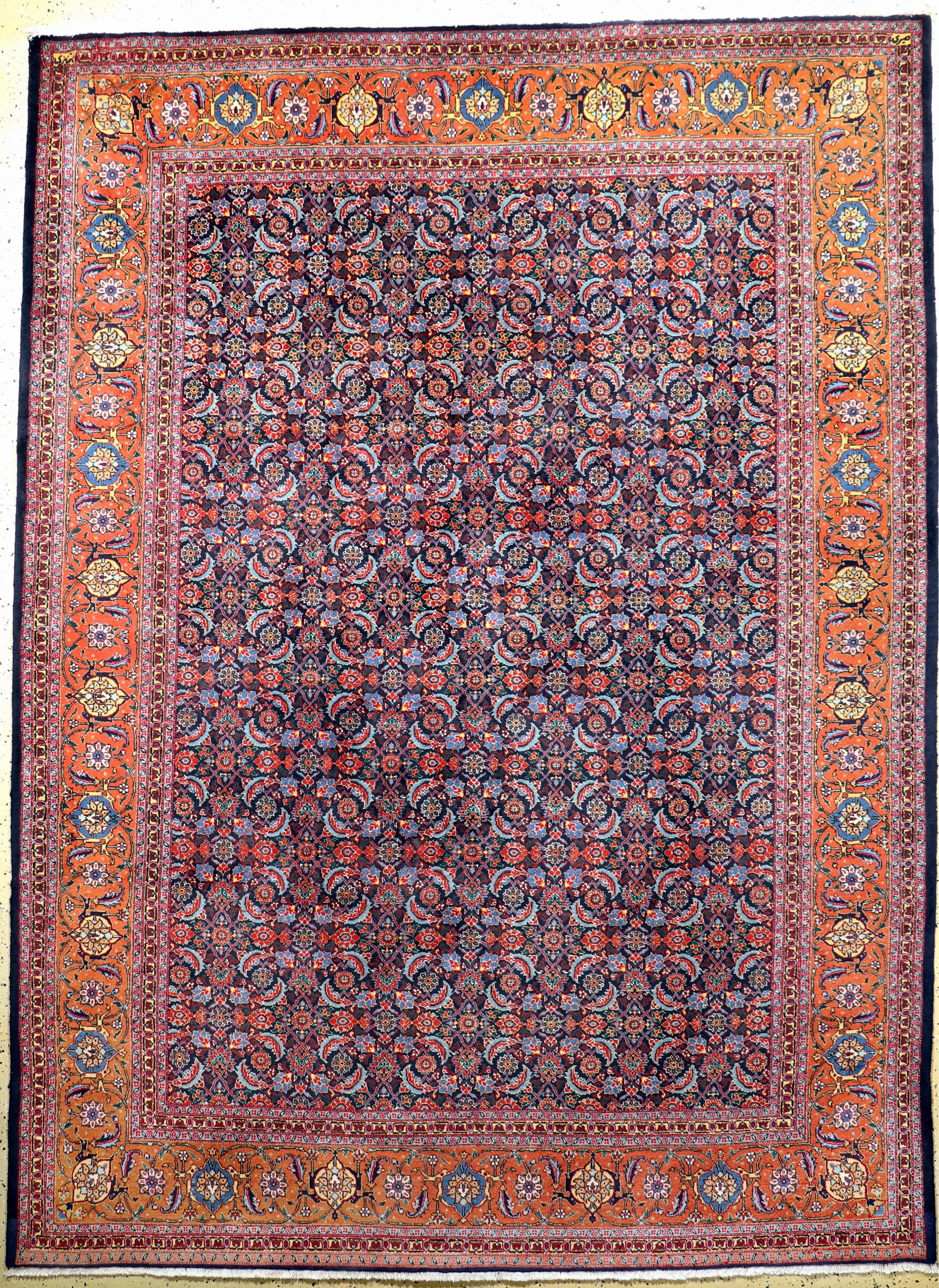 Täbriz(40 Raj) Persien, signiert"Miri", Mitte 20.Jhd, Korkwolle auf Baumwolle, ca. 335x 243 cm, EHZ: 1-2(gereinigt).