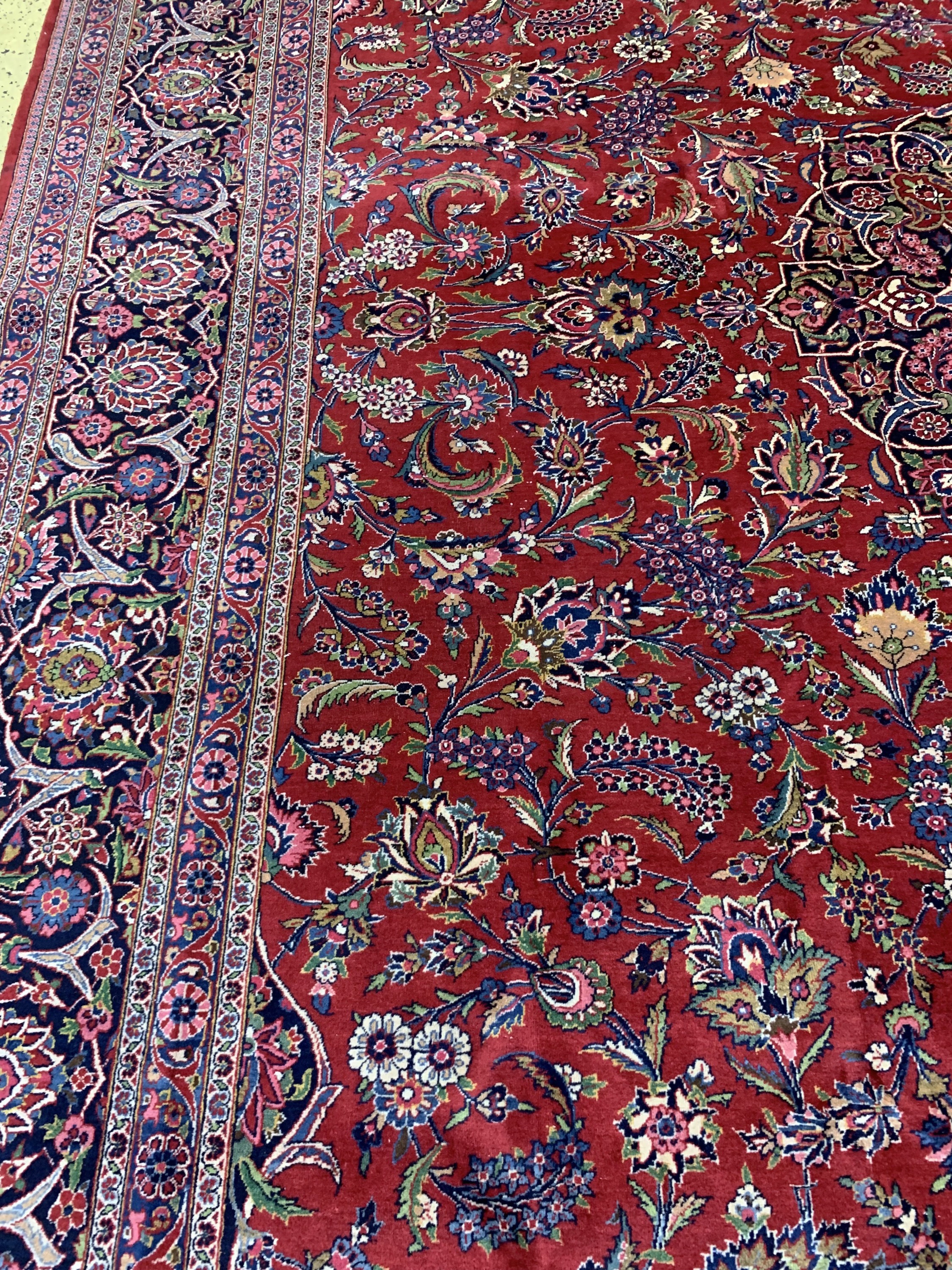 Detail d: Keschan fein alt, Persien, Anfang 20.Jhd, Wolle auf Baumwolle, ca. 525 x 340 cm, gereinigt, EHZ: 3