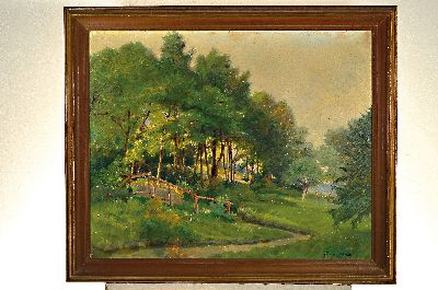26972448k - Gustav Haas, 1889 Lörrach-1953 Karlsruhe, Parklandschaft, rechts unten signiert, ...