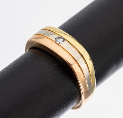 Image 26972459 - 14 kt Gold Brillant-Ring, GG/WG/RG 585/000,in WG gefasster Brillant ca. 0.06 ct (grav.) ...