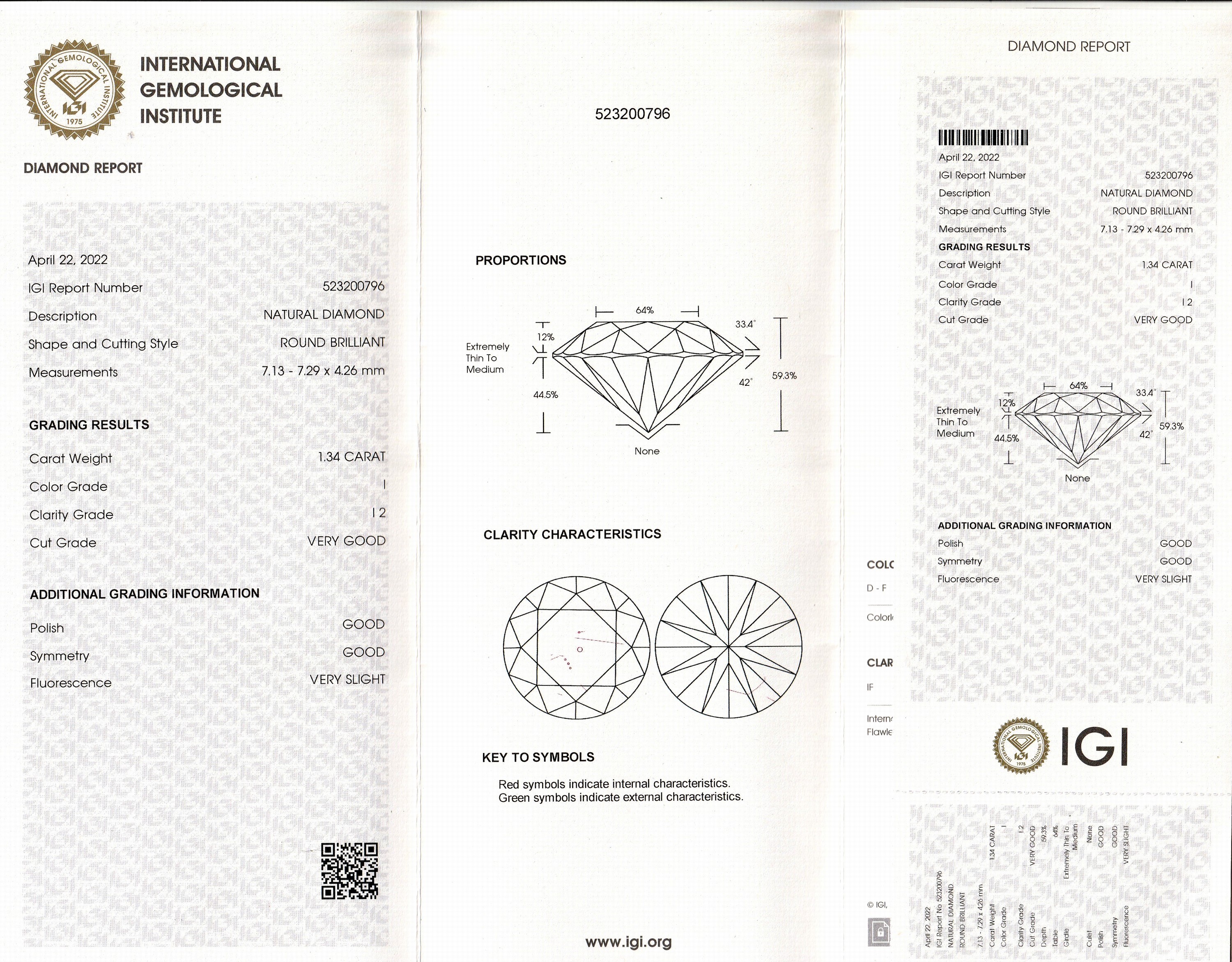 Detail a: Brillant 1.34 ct l.get.Weiß(I)/p2, eingeschweißt, IGI-Diamond-Report 04/2022