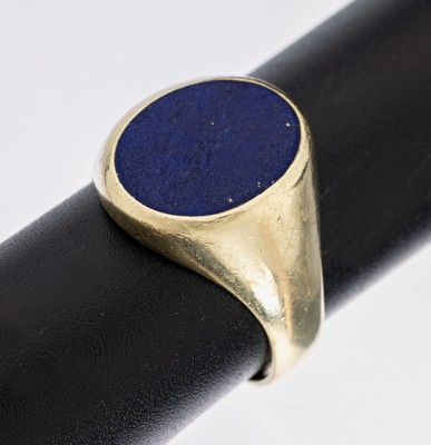 Image 26972651 - 14 kt Gold Lapislazuli-Siegelring, GG 585/000, ovale Lapislazuli-Platte, RW 61, ca. 8.0 ...
