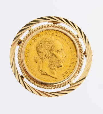 Image 26972656 - 14 kt Gold Münz-Brosche, GG 585/000, Goldmünze: 1 Dukat, ...