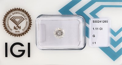 Image 26972680 - Brillant 1.11 ct Weiß(H)/p1, eingeschweißt, IGI-Diamond-Report 11/2022