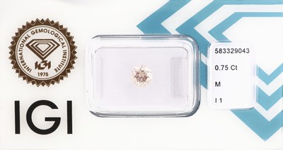 Image 26972682 - Brillant 0.75 ct get.(M)/p1, eingeschweißt, IGI-Diamond-Report 06/2023