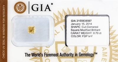 Image 26972689 - Diamant Radiant 0.70 ct natural fancy deep brownish yellow, even, Cut-cornered square ...