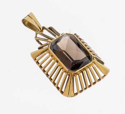 Image 26972705 - 14 kt Gold Rauchquarz-Anhänger, 1970er Jahre, GG 585/000, facett. Rauchquarz, L. ...