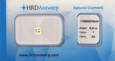 Image 26972714 - Diamant im Princess-Cut 0.41 ct natural fancy yellow/si 2, 4.11 x 3.99 x 3.02 mm, einge- ...